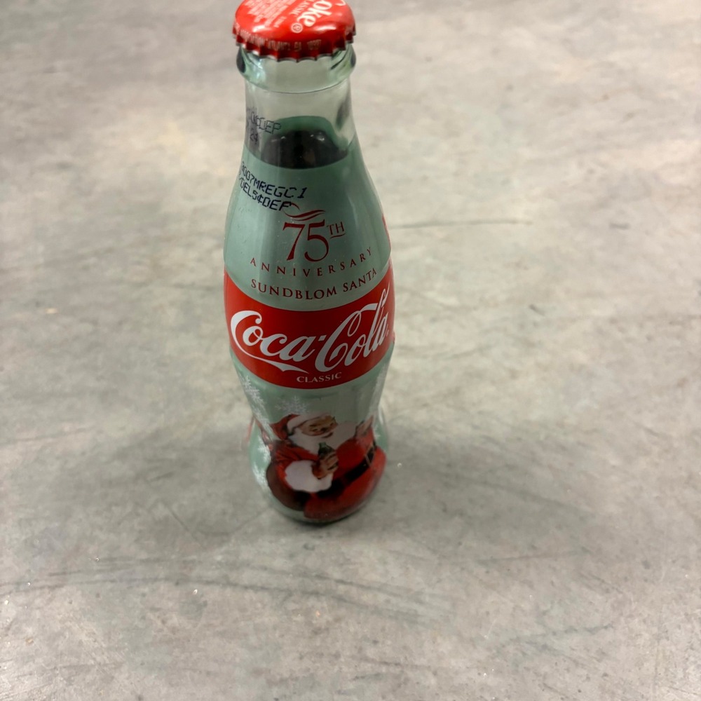 Coca-Cola 75th Anniversary Sundblom Santa Glass Bottle 8oz Holiday Collectible